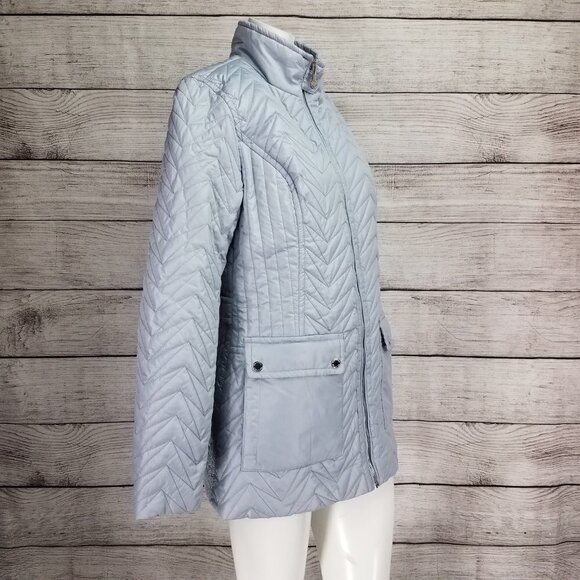+NEW Via Spiga XL Cargo Zig Zag Quilted Zip up Jacket in Moonstone Light Blue - Picture 6 of 13